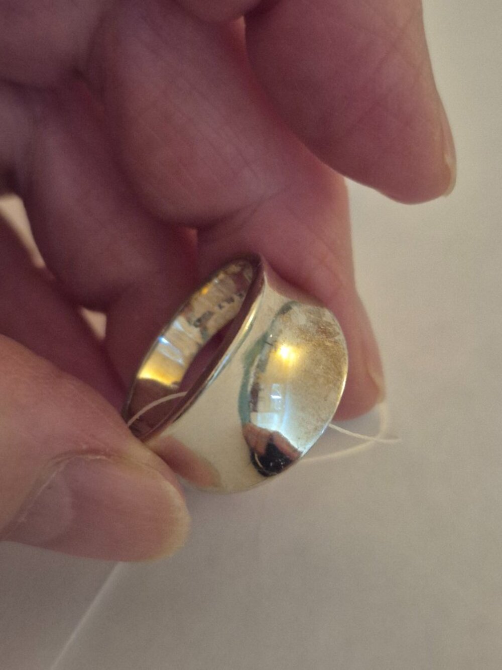 Vintage ALX 925 Sterling Silver Wide Concave Tapered Band Ring Size 8.5